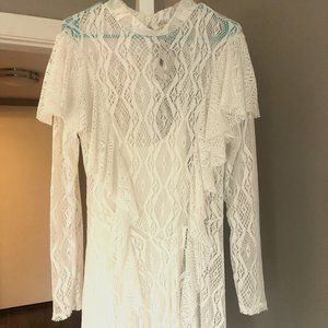 Free People Ivory Lace Dress with Slip